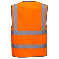 PORT WEST HI-VIS ZIPPED VEST ORANGE -Work Clothes Store Port West Hi Vis Zipped Vest Rear 600x