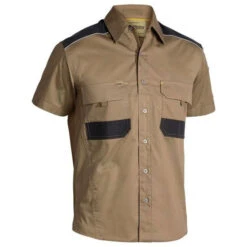 BISLEY FLEX AND MOVE MECHANICAL STRETCH S/S SHIRT KHAKI