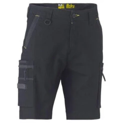 BISLEY FLEX & MOVE STRETCH UTILITY ZIP CARGO SHORTS BLACK