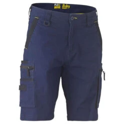 BISLEY FLEX & MOVE STRETCH UTILITY ZIP CARGO SHORTS NAVY