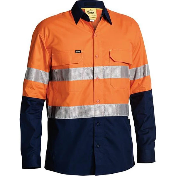 BISLEY HI VIS X AIRFLOW RIPSTOP SHIRT ORANGE/NAVY 2 BISLEY HI VIS X AIRFLOW RIPSTOP SHIRT ORANGE/NAVY - Image 2