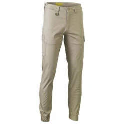 BISLEY MENS COTTON STRETCH CARGO CUFFED PANT STONE