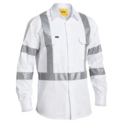BISLEY TAPED NIGHT COTTON DRILL SHIRT WHITE
