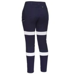 BISLEY WMNS TAPED MID RISE STRETCH COTTON PANTS NAVY -Work Clothes Store bisley wmns taped mid rise stretch cotton pants navy 251341 600x