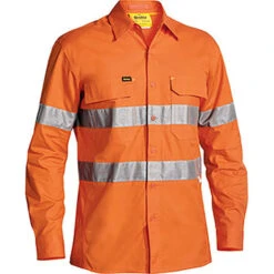 BISLEY X AIRFLOW TAPED HI VIS RIPSTOP SHIRT ORANGE