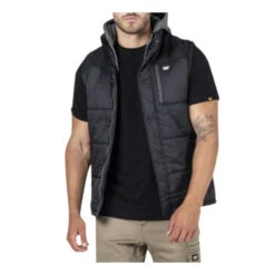 CAT HOODED WORK VEST BLACK