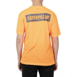 CAT ICON BLOCK SS TEE HI VIS ORANGE -Work Clothes Store cat icon block ss tee hi vis orange 782037 600x