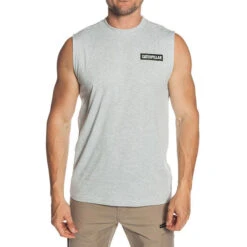 CAT ICON MUSCLE TEE BIRCH HEATHER