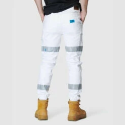 ELWOOD MENS REFLECTIVE CUFFED PANT WHITE -Work Clothes Store elwood mens reflective cuffed pant white 219331 1000x1000