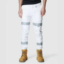 ELWOOD MENS REFLECTIVE CUFFED PANT WHITE