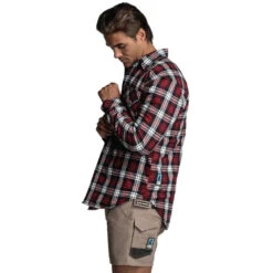 FORM WORKWEAR QUILTED CHECK FLANNEL SHIRT RED