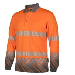 JBS JB LS POLO W/SEG TAPE ORANGE/CHARCOAL