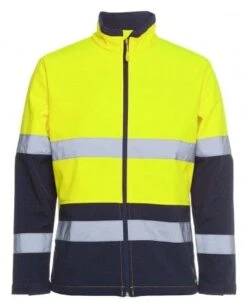 JBs HI VIS SOFTSHELL JACKET LIME/NAVY