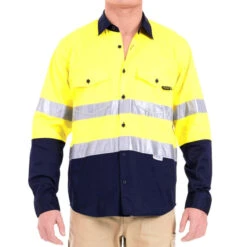 TRADIE FLEX HI VIS LONG SLEEVE SHIRT W/TAPE