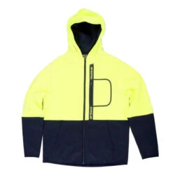 TRADIE HI VIS ZIP UP HOODIE YELLOW NAVY