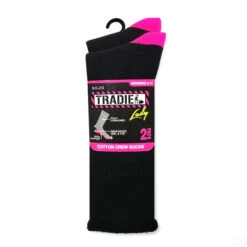 TRADIE LADY 2PCK COTTON CREW SOCKS BLK