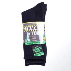 TRADIE MENS 2PK BAMBOO SOCKS BLACK