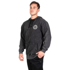 UNIT BRANCH MENS FLEECE HOODIE STONEWASH/BLACK