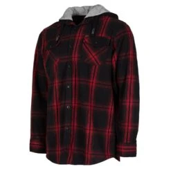UNIT CHESTER FLANNEL HOODED SHIRT RED