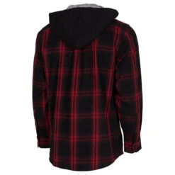 UNIT CHESTER FLANNEL HOODED SHIRT RED -Work Clothes Store unit chester flannel hooded shirt red 879927 600x