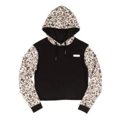 UNIT WILDOUT LADIES FLEECE CROP HOODIE LEOPARD