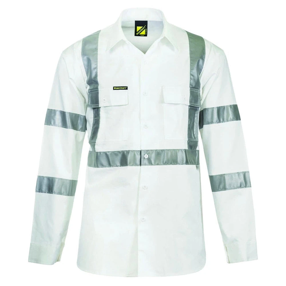 WORKCRAFT CSR TAPED COTTON SHIRT WHITE 1 WORKCRAFT CSR TAPED COTTON SHIRT WHITE